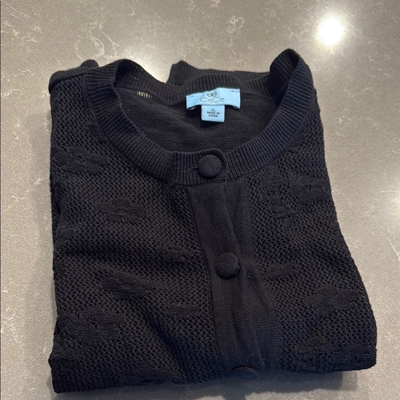 CeCe Black Lace Cardigan Sweater - Picture 6 of 6